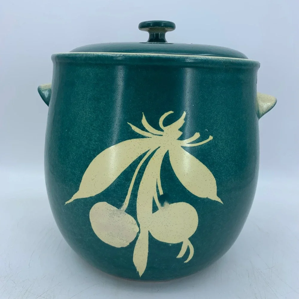 Vtg Lg Rumptoph Salt Glazed Pottery Crock Lid West Germany Rum Fruit Farmhouse